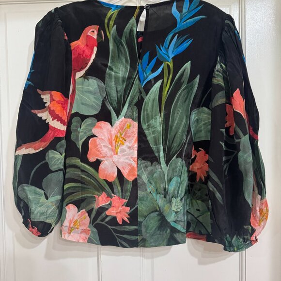 NWT $198 Midnight Macaw Fiesta Black Blouse MIDNIGHT MACAW FIESTA BLACK Size: S - Picture 4 of 7